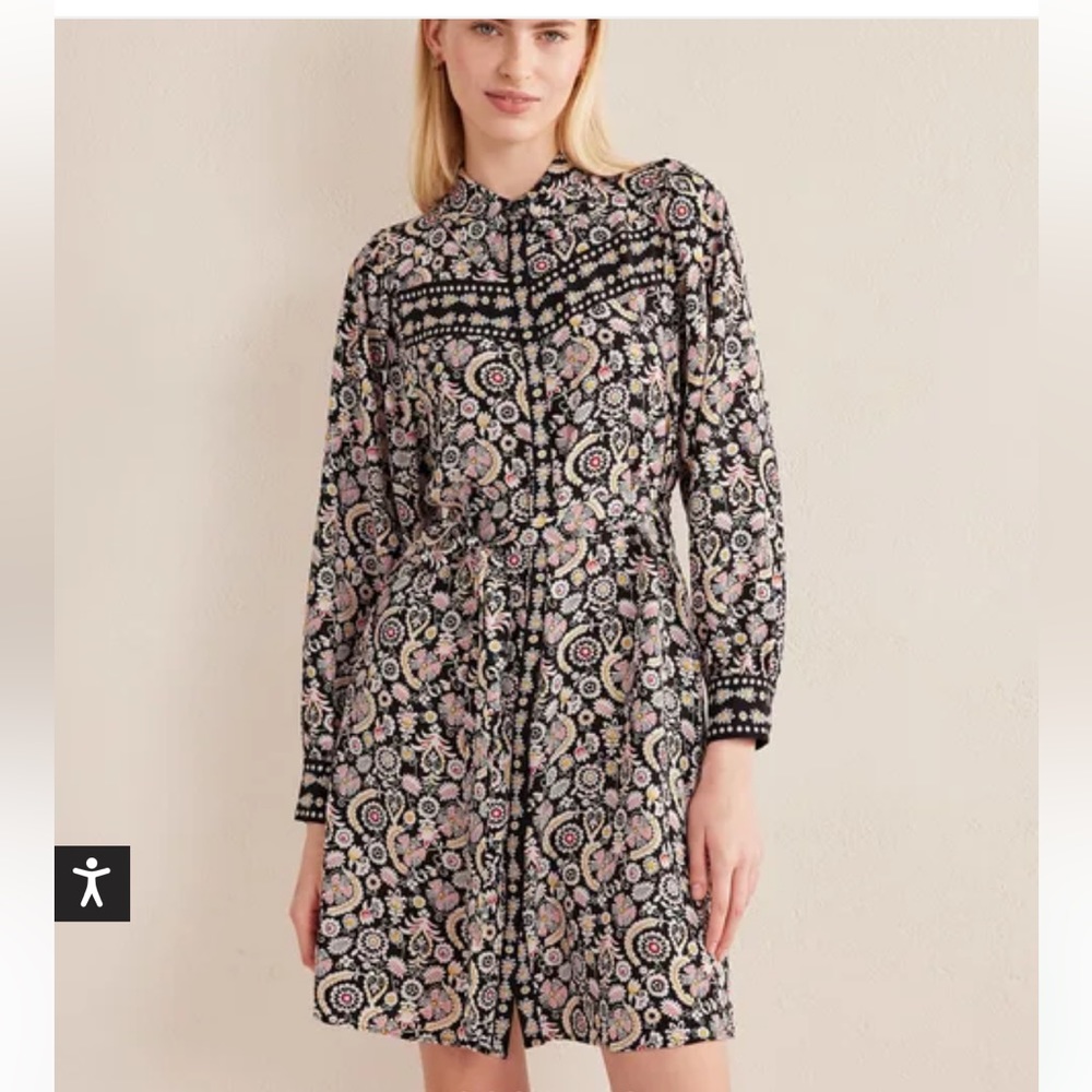 Boden NWT Shirt Dress Black Tropic Charm Sz 8L